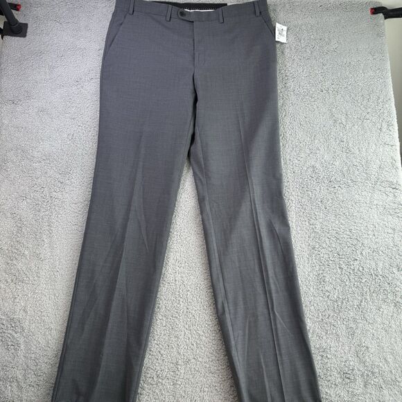 John Varvatos USA Pants‎ Mens 38 Gray Wool Blend Dress Slacks Unhemmed NWT - Picture 1 of 12